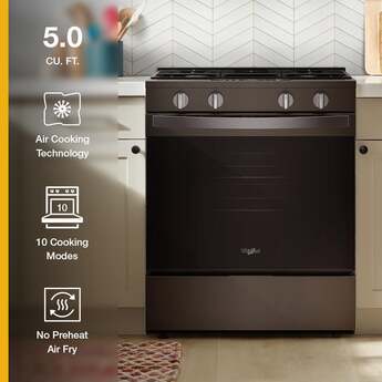 Whirlpool 30 inch 5 Cu. Ft. Smart Slide-In Gas Range With Air Cooking Technology And Steam Clean: Black Stainless Steel — thumbnail 11