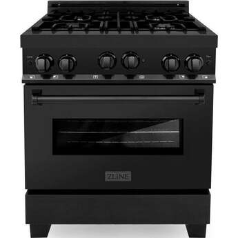 Z Line ZLINE RGB30 30 Inch Black Stainless Steel Gas Freestanding Range, in Black Stain