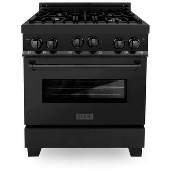 Z Line ZLINE RGBBR30 30 Inch Black Stainless Steel Gas Freestanding Range, in Black Sta