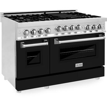 Z Line ZLINE RGBLM48 48 Inch Natural Gas, All Gas Double Oven Freestanding Range in Bla