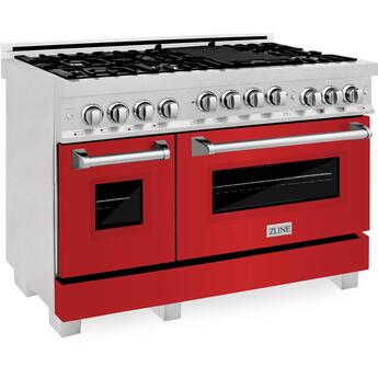 Z Line ZLINE RGSRM48 48 Inch Natural Gas, All Gas Double Oven Freestanding Range in Re