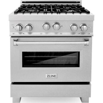 Z Line ZLINE RGSSNBR30 30 Inch DuraSnow Stainless Steel Gas Freestanding Range, in Dura