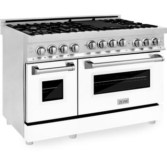 Z Line ZLINE RGWM48 48 Inch Natural Gas, All Gas Double Oven Freestanding Range in Whit
