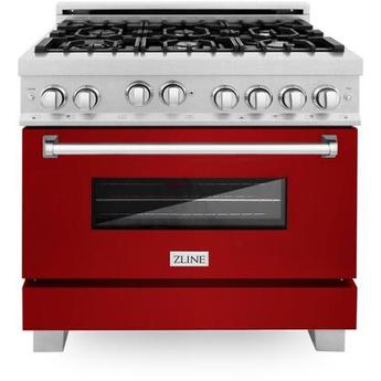 Z Line ZLINE RGSRG36 36 Inch Red Gloss Gas Freestanding Range, in Red Gloss