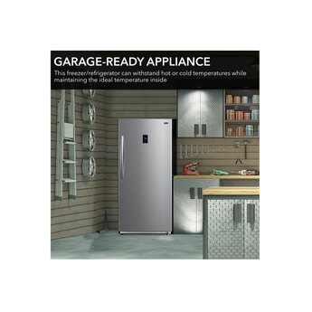 13.8 Cu. Ft. Upright Convertible Freezer/Refrigerator - Stainless Steel — thumbnail 4