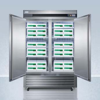 Summit Performance 56" 49.0 cu.ft. Stainless Steel Pharmaceutical French Door Reach-In Freezer - With Lock — thumbnail 2