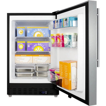 Summit ALFZ37BSSHV 20 Inch Freestanding or Built-In Compact Counter Depth Freezer, in Stainless Steel with Pro Handle — thumbnail 7
