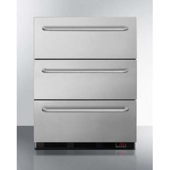Summit AccuCold EQTemp 24" 3.2 cu. ft. Stainless Steel Freestanding/Built-In Three-Drawer Freezer - ADA Compliant