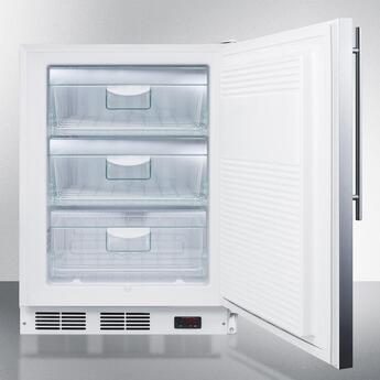 Summit AccuCold 24" 3.5 cu. ft. Stainless Steel Built-In Undercounter Compact Freezer - ADA Compliant — thumbnail 6