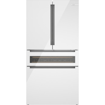 Bosch 800 Series 36 Inch French Door Bottom Mount Refrigerator With Glass Door: White
