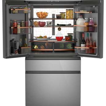 Cafe 36 Inch Counter-Depth Freestanding 4-Door French Door Smart Refrigerator with 23.2 cu. ft. Total Capacity, Dual-Dispense AutoFill Pitcher, TwinChill? Dual Evaporators, Convertible Drawer, Sabbath Mode, OU/CRC Certified and ENERGY STAR Certified: Platinum Glass — thumbnail 2