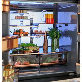 Cafe 36 Inch Counter-Depth Freestanding 4-Door French Door Smart Refrigerator with 23.2 cu. ft. Total Capacity, Dual-Dispense AutoFill Pitcher, TwinChill? Dual Evaporators, Convertible Drawer, Sabbath Mode, OU/CRC Certified and ENERGY STAR Certified: Platinum Glass — thumbnail 7