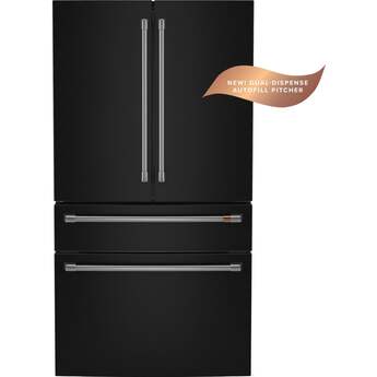 Cafe 36 Inch Counter-Depth Freestanding 4-Door French Door Smart Refrigerator with 23.2 cu. ft. Total Capacity, Dual-Dispense AutoFill Pitcher, TwinChill? Dual Evaporators, Convertible Drawer, Sabbath Mode, OU/CRC Certified and ENERGY STAR Certified: Matte Black — thumbnail 14