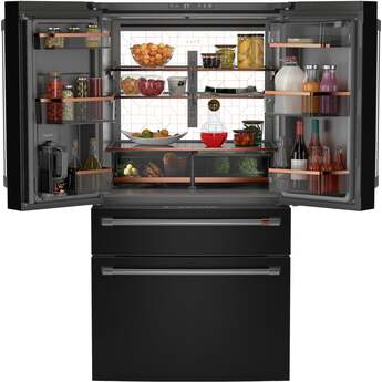 Cafe 36 Inch Counter-Depth Freestanding 4-Door French Door Smart Refrigerator with 23.2 cu. ft. Total Capacity, Dual-Dispense AutoFill Pitcher, TwinChill? Dual Evaporators, Convertible Drawer, Sabbath Mode, OU/CRC Certified and ENERGY STAR Certified: Matte Black — thumbnail 8