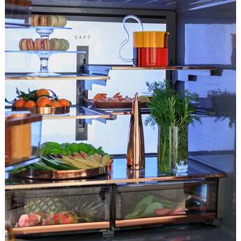 Cafe Modern Glass Series 36 Inch Smart Freestanding 4 Door French Door Refrigerator — thumbnail 12
