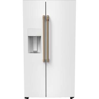 Cafe 36 Inch Counter Depth French Door Refrigerator With External Dispenser With AutoFill And Energy Star Qualified: Matte White