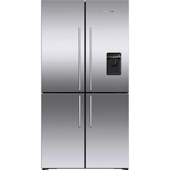 Fisher Paykel Series 7 Contemporary 36" 19.0 cu. ft. Stainless Steel Counter Depth 4 Door French Door Refrigerator with Ice Maker & Water Dispenser