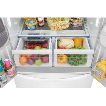 Frigidaire 32 Inch Counter-Depth French Door Refrigerator with 17.6 Cu. Ft. Capacity, Adjustable Storage, Gallon Door Bins, Crispers, Door Alarm, Filtered Water Ice Maker, Water/Air Filter, Sabbath Mode, CSA Listed, and Energy Star Certified: White — thumbnail 10