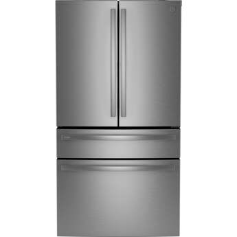 GE Profile Energy Star 23.2 Cu. Ft. Smart Counter-Depth Fingerprint Resistant 4-Door French-Door Refrigerator With Dual-Dispense AutoFill Pitcher: Stainless Steel