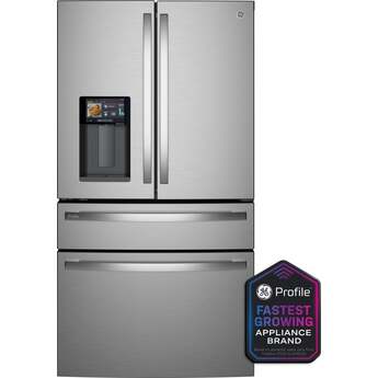 GE Profile Series 36 Inch Refrigerator With Electronic Controls, Stainless Steel Interior Accents, LED Lighting, Glass Shelving, Energy Star Rating And Wifi: Fingerprint Resistant Stainless Steel