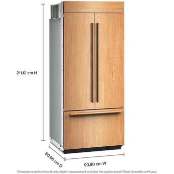 KitchenAid 20.8 Cu. Ft. 36 Inch Built-In Panel-Ready French Door Bottom Mount Refrigerator with Platinum Interior: Panel Ready