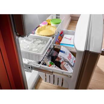KitchenAid 36 Inch Freestanding Counter-Depth French Door Refrigerator with 20 Cu. Ft. Total Capacity, Interior Water Dispenser, Ice Maker, Spill-Resistant Framed Shelves, Wood-Look Nesting Shelf, Ultra-Bright LED Lighting, ExtendFresh? Temperature Management System and ENERGY STAR Certified: PrintShield? Stainless Steel — thumbnail 29