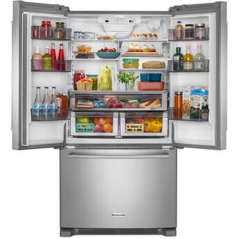 KitchenAid 36 Inch Freestanding Counter-Depth French Door Refrigerator with 20 Cu. Ft. Total Capacity, Interior Water Dispenser, Ice Maker, Spill-Resistant Framed Shelves, Wood-Look Nesting Shelf, Ultra-Bright LED Lighting, ExtendFresh? Temperature Management System and ENERGY STAR Certified: PrintShield? Stainless Steel — thumbnail 30
