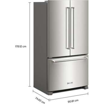 KitchenAid 36 Inch Freestanding Counter-Depth French Door Refrigerator with 20 Cu. Ft. Total Capacity, Interior Water Dispenser, Ice Maker, Spill-Resistant Framed Shelves, Wood-Look Nesting Shelf, Ultra-Bright LED Lighting, ExtendFresh? Temperature Management System and ENERGY STAR Certified: PrintShield? Stainless Steel — thumbnail 31