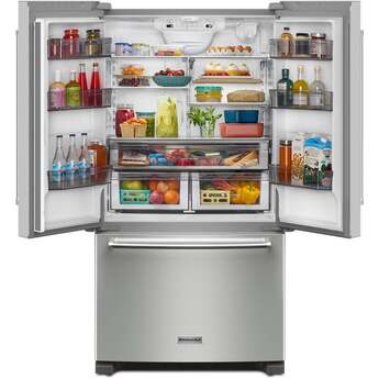 KitchenAid 36 Inch Freestanding Counter-Depth French Door Refrigerator with 20 Cu. Ft. Total Capacity, Interior Water Dispenser, Ice Maker, Spill-Resistant Framed Shelves, Wood-Look Nesting Shelf, Ultra-Bright LED Lighting, ExtendFresh? Temperature Management System and ENERGY STAR Certified: PrintShield? Stainless Steel — thumbnail 38