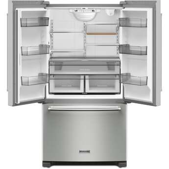 KitchenAid 36 Inch Freestanding Counter-Depth French Door Refrigerator with 20 Cu. Ft. Total Capacity, Interior Water Dispenser, Ice Maker, Spill-Resistant Framed Shelves, Wood-Look Nesting Shelf, Ultra-Bright LED Lighting, ExtendFresh? Temperature Management System and ENERGY STAR Certified: PrintShield? Stainless Steel — thumbnail 39