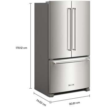 KitchenAid 36 Inch Freestanding Counter-Depth French Door Refrigerator with 20 Cu. Ft. Total Capacity, Interior Water Dispenser, Ice Maker, Spill-Resistant Framed Shelves, Wood-Look Nesting Shelf, Ultra-Bright LED Lighting, ExtendFresh? Temperature Management System and ENERGY STAR Certified: PrintShield? Stainless Steel — thumbnail 43
