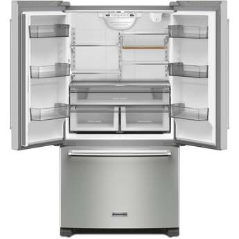 KitchenAid 36 Inch Freestanding Counter-Depth French Door Refrigerator with 20 Cu. Ft. Total Capacity, Interior Water Dispenser, Ice Maker, Spill-Resistant Framed Shelves, Wood-Look Nesting Shelf, Ultra-Bright LED Lighting, ExtendFresh? Temperature Management System and ENERGY STAR Certified: PrintShield? Stainless Steel — thumbnail 46