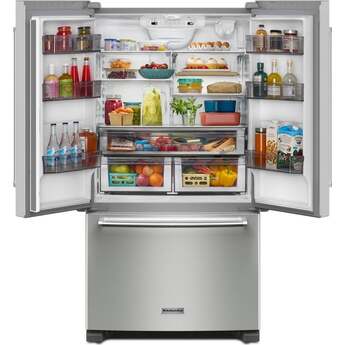 KitchenAid 36 Inch Freestanding Counter-Depth French Door Refrigerator with 20 Cu. Ft. Total Capacity, Interior Water Dispenser, Ice Maker, Spill-Resistant Framed Shelves, Wood-Look Nesting Shelf, Ultra-Bright LED Lighting, ExtendFresh? Temperature Management System and ENERGY STAR Certified: PrintShield? Stainless Steel — thumbnail 48