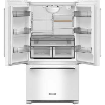 KitchenAid 36 Inch Freestanding Counter-Depth French Door Refrigerator with 20 Cu. Ft. Total Capacity, Interior Water Dispenser, Ice Maker, Spill-Resistant Framed Shelves, Wood-Look Nesting Shelf, Ultra-Bright LED Lighting, ExtendFresh™ Temperature Management System and ENERGY STAR® Certified: White — thumbnail 12