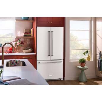 KitchenAid 36 Inch Freestanding Counter-Depth French Door Refrigerator with 20 Cu. Ft. Total Capacity, Interior Water Dispenser, Ice Maker, Spill-Resistant Framed Shelves, Wood-Look Nesting Shelf, Ultra-Bright LED Lighting, ExtendFresh™ Temperature Management System and ENERGY STAR® Certified: White — thumbnail 20