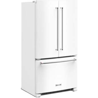 KitchenAid 36 Inch Freestanding Counter-Depth French Door Refrigerator with 20 Cu. Ft. Total Capacity, Interior Water Dispenser, Ice Maker, Spill-Resistant Framed Shelves, Wood-Look Nesting Shelf, Ultra-Bright LED Lighting, ExtendFresh™ Temperature Management System and ENERGY STAR® Certified: White — thumbnail 24
