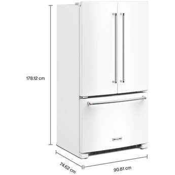 KitchenAid 36 Inch Freestanding Counter-Depth French Door Refrigerator with 20 Cu. Ft. Total Capacity, Interior Water Dispenser, Ice Maker, Spill-Resistant Framed Shelves, Wood-Look Nesting Shelf, Ultra-Bright LED Lighting, ExtendFresh™ Temperature Management System and ENERGY STAR® Certified: White — thumbnail 32