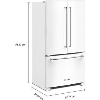 KitchenAid 36 Inch Freestanding Counter-Depth French Door Refrigerator with 20 Cu. Ft. Total Capacity, Interior Water Dispenser, Ice Maker, Spill-Resistant Framed Shelves, Wood-Look Nesting Shelf, Ultra-Bright LED Lighting, ExtendFresh™ Temperature Management System and ENERGY STAR® Certified: White — thumbnail 50