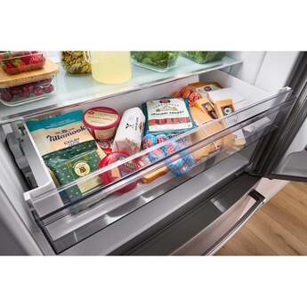 KitchenAid 36 Inch Freestanding Counter-Depth French Door Refrigerator with 20 Cu. Ft. Total Capacity, Interior Water Dispenser, Ice Maker, Spill-Resistant Framed Shelves, Wood-Look Nesting Shelf, Ultra-Bright LED Lighting, ExtendFresh™ Temperature Management System and ENERGY STAR® Certified: White — thumbnail 6