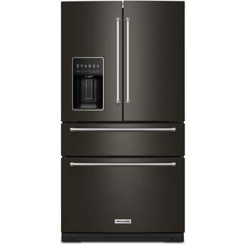 KitchenAid 36 Inch French Door Refrigerator with 26.2 Cu. Ft. Capacity and Platinum Interior: Black Stainless Steel with PrintShield Finish