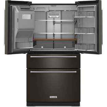 KitchenAid 36 Inch French Door Refrigerator with 26.2 Cu. Ft. Capacity and Platinum Interior: Black Stainless Steel with PrintShield Finish — thumbnail 2