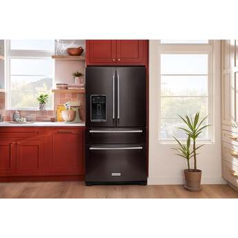 KitchenAid 36 Inch French Door Refrigerator with 26.2 Cu. Ft. Capacity and Platinum Interior: Black Stainless Steel with PrintShield Finish — thumbnail 24