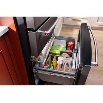 KitchenAid 36 Inch French Door Refrigerator with 26.2 Cu. Ft. Capacity and Platinum Interior: Black Stainless Steel with PrintShield Finish — thumbnail 27