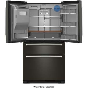 KitchenAid 36 Inch French Door Refrigerator with 26.2 Cu. Ft. Capacity and Platinum Interior: Black Stainless Steel with PrintShield Finish — thumbnail 29
