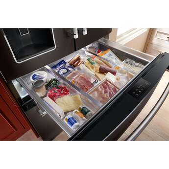 KitchenAid 36 Inch French Door Refrigerator with 26.2 Cu. Ft. Capacity and Platinum Interior: Black Stainless Steel with PrintShield Finish — thumbnail 31