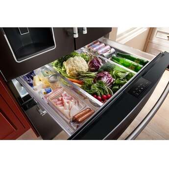 KitchenAid 36 Inch French Door Refrigerator with 26.2 Cu. Ft. Capacity and Platinum Interior: Black Stainless Steel with PrintShield Finish — thumbnail 37