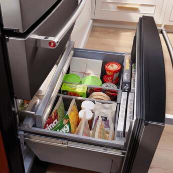 KitchenAid 36 Inch French Door Refrigerator with 26.2 Cu. Ft. Capacity and Platinum Interior: Black Stainless Steel with PrintShield Finish — thumbnail 38