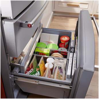 KitchenAid 36 Inch French Door Refrigerator with 26.2 Cu. Ft. Capacity and Platinum Interior: Black Stainless Steel with PrintShield Finish — thumbnail 4