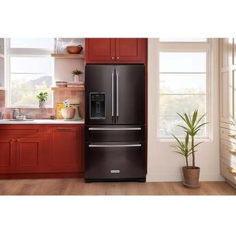 KitchenAid 36 Inch French Door Refrigerator with 26.2 Cu. Ft. Capacity and Platinum Interior: Black Stainless Steel with PrintShield Finish — thumbnail 43