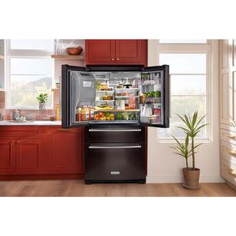 KitchenAid 36 Inch French Door Refrigerator with 26.2 Cu. Ft. Capacity and Platinum Interior: Black Stainless Steel with PrintShield Finish — thumbnail 48